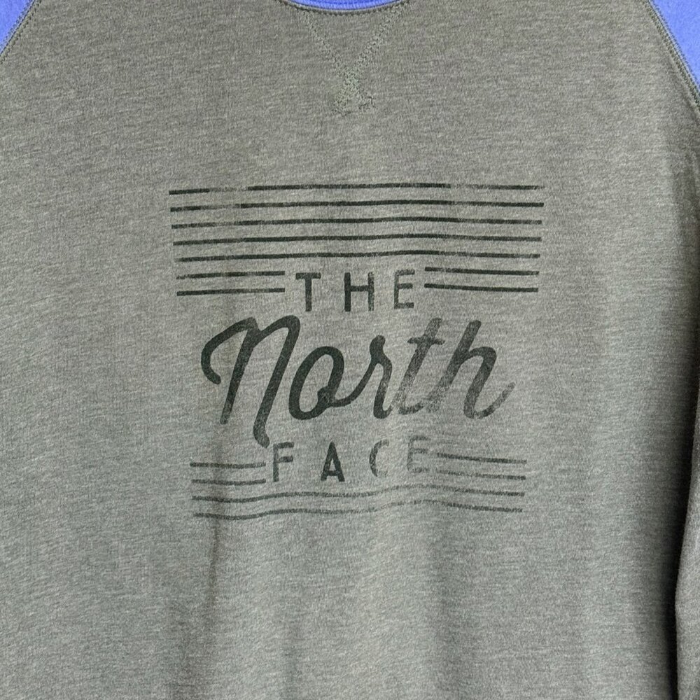 The North Face Women’s Raglan 3/4 Sleeve Graphic Tee‎ XL Gray/Blue EUC - Picture 2 of 9